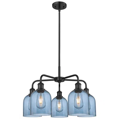 Innovations Lighting Ballston Bella 23.5"w 5-light Black Stem Chandelier W/ Blue Shade