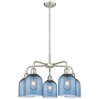Innovations Lighting Ballston Bella 23.5"w 5-light Satin Nickel Stem Chandelier W/ Blue Sha