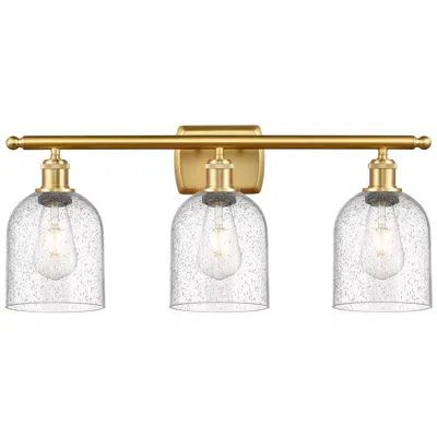Innovations Lighting Ballston Bella 25.5" Wide 3 Light Satin Gold Bath Light With Seedy Sha
