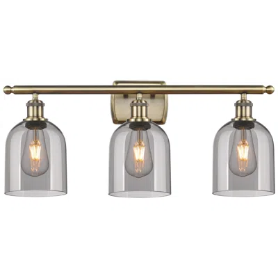 Innovations Lighting Ballston Bella 25.5"w 3 Light Antique Brass Bath Light W/ Light Smoke