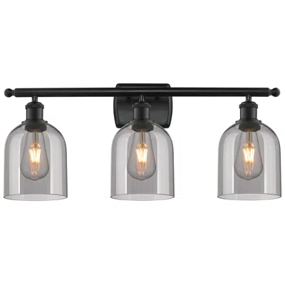 Innovations Lighting Ballston Bella 25.5"w 3 Light Matte Black Bath Light W/ Light Smoke Sh