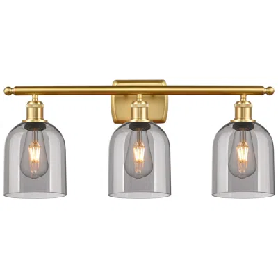 Innovations Lighting Ballston Bella 25.5"w 3 Light Satin Gold Bath Light W/ Light Smoke Sha