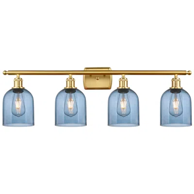 Innovations Lighting Ballston Bella 35.5"w 4-light Satin Gold Bath Vanity Light W/ Blue Sha
