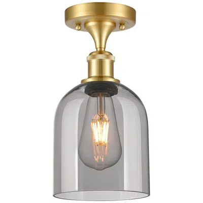Innovations Lighting Ballston Bella 5.5" Wide Satin Gold Semi-flush Mount With Light Smoke