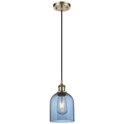Innovations Lighting Ballston Bella 5.5"w Antique Brass Corded Mini Pendant W/ Blue Shade