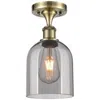 Innovations Lighting Ballston Bella 5.5"w Antique Brass Semi-flush Mount W/ Light Smoke Sha In Gold