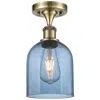 Innovations Lighting Ballston Bella 5.5"w Antique Brass Semi-flush Mount W/ Princess Blue S In Gold