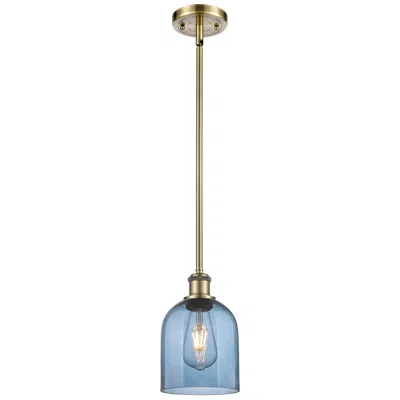 Innovations Lighting Ballston Bella 5.5"w Antique Brass Stemmed Mini Pendant W/ Blue Shade