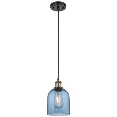 Innovations Lighting Ballston Bella 5.5"w Black Antique Brass Corded Mini Pendant W/ Blue S