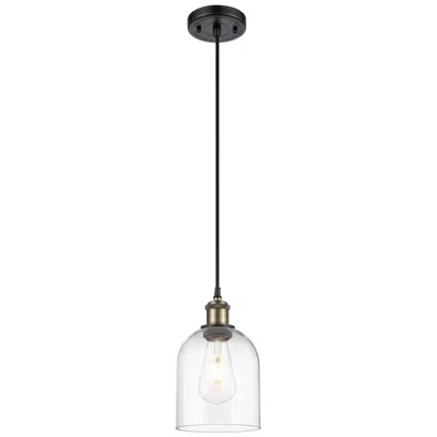 Innovations Lighting Ballston Bella 5.5"w Black Antique Brass Corded Mini Pendant W/ Clear