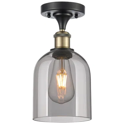 Innovations Lighting Ballston Bella 5.5"w Black Antique Brass Semi-flush W/ Light Smoke Sha