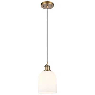 Innovations Lighting Ballston Bella 5.5"w Brushed Brass Corded Mini Pendant W/ Gloss White