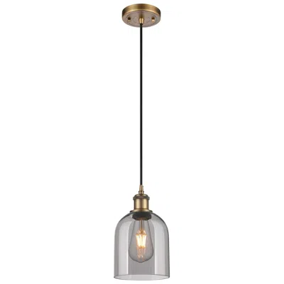 Innovations Lighting Ballston Bella 5.5"w Brushed Brass Corded Mini Pendant W/ Light Smoke