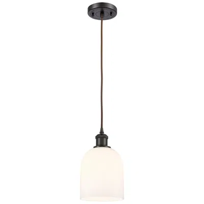 Innovations Lighting Ballston Bella 5.5"w Oiled Bronze Corded Mini Pendant W/ Glossy White