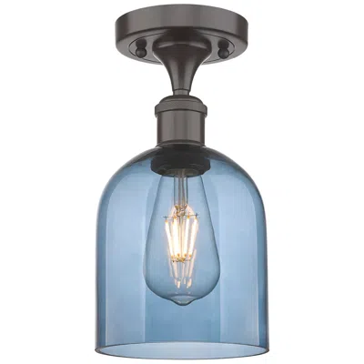 Innovations Lighting Ballston Bella 5.5"w Oiled Bronze Semi-flush Mount W/ Princess Blue Sh