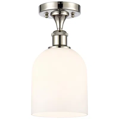 Innovations Lighting Ballston Bella 5.5"w Polished Nickel Semi-flush Mount W/ Glossy White In Multi