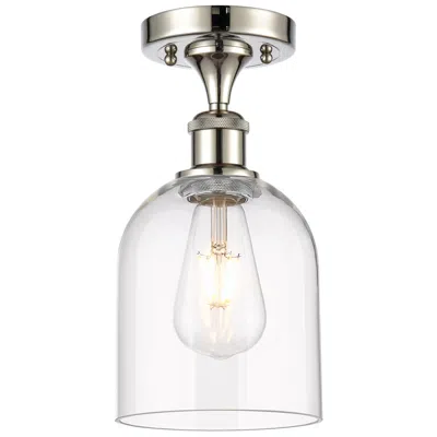 Innovations Lighting Ballston Bella 5.5"w Polished Nickel Semi-flush W/ Clear Deco Swirl Sh In White