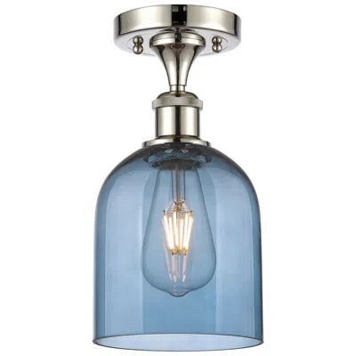 Innovations Lighting Ballston Bella 5.5"w Polished Nickel Semi-flush W/ Princess Blue Shade