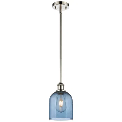 Innovations Lighting Ballston Bella 5.5"w Polished Nickel Stemmed Mini Pendant W/ Blue Shad