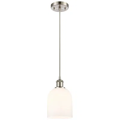 Innovations Lighting Ballston Bella 5.5"w Satin Nickel Corded Mini Pendant W/ Glossy White
