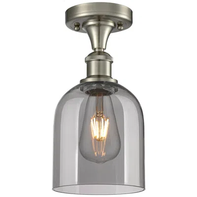 Innovations Lighting Ballston Bella 5.5"w Satin Nickel Semi-flush Mount W/ Light Smoke Shad