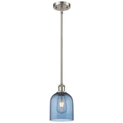 Innovations Lighting Ballston Bella 5.5"w Satin Nickel Stemmed Mini Pendant W/ Blue Shade