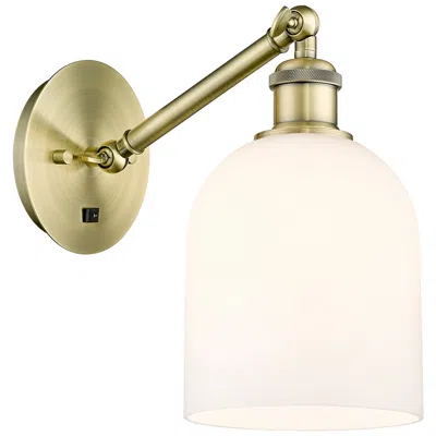Innovations Lighting Ballston Bella 9.5"h Antique Brass Adjustable Sconce W/ Gloss White Sh