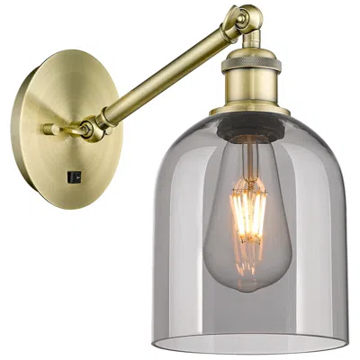 Innovations Lighting Ballston Bella 9.5"h Antique Brass Adjustable Sconce W/ Smoke Shade