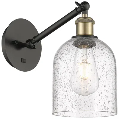 Innovations Lighting Ballston Bella 9.5"h Black Brass Adjustable Sconce W/ Seedy Shade