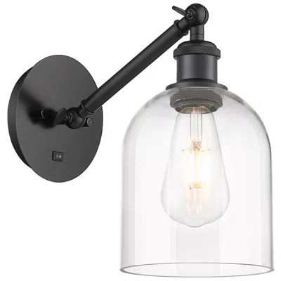 Innovations Lighting Ballston Bella 9.5"h Black Vertically Adjustable Sconce W/ Clear Shade