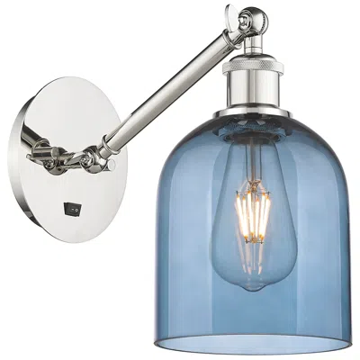Innovations Lighting Ballston Bella 9.5"h Polished Nickel Adjustable Sconce W/ Blue Shade