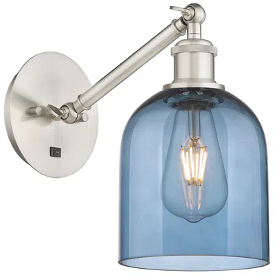 Innovations Lighting Ballston Bella 9.5"h Satin Nickel Adjustable Sconce W/ Blue Shade