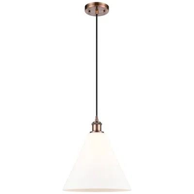 Innovations Lighting Ballston Berkshire 12" Antique Copper Corded Mini Pendant W/ White Sha