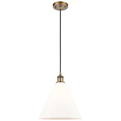 Innovations Lighting Ballston Berkshire 12" Brushed Brass Corded Mini Pendant W/ White Shad