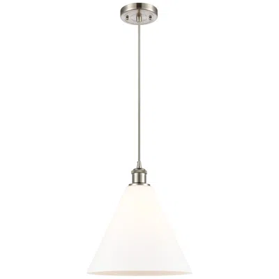 Innovations Lighting Ballston Berkshire 12" Brushed Nickel Corded Mini Pendant W/ White Sha