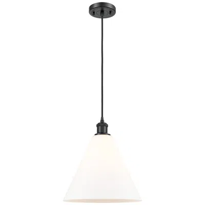 Innovations Lighting Ballston Berkshire 12" Matte Black Corded Mini Pendant W/ Matte White