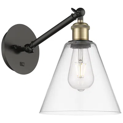 Innovations Lighting Ballston Berkshire Glass 8" Incandescent Sconce - Black Brass - Clear