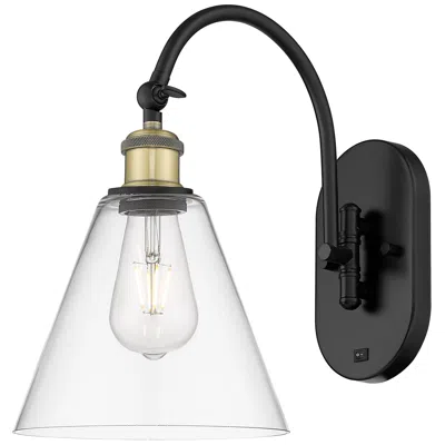 Innovations Lighting Ballston Berkshire Glass 8" Led Sconce - Black Brass Finish - Clear Sh