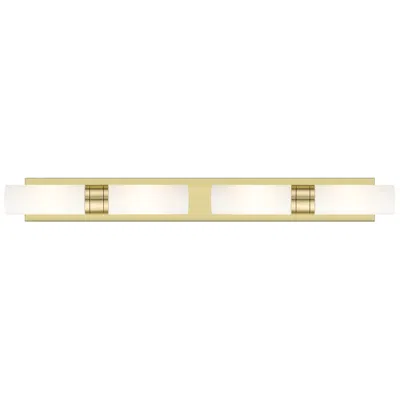 Innovations Lighting Ballston Boreas 4 Light 39" Bath Vanity Antique Brass Striped White Shade