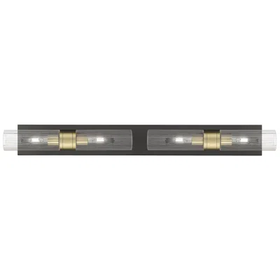 Innovations Lighting Ballston Boreas 4 Light 39" Bath Vanity Black   Brass Striped Clear Shade