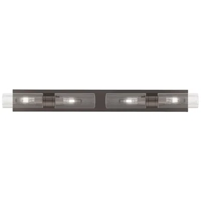 Innovations Lighting Ballston Boreas 4 Light 39" Bath Vanity Bronze Striped Clear Shade