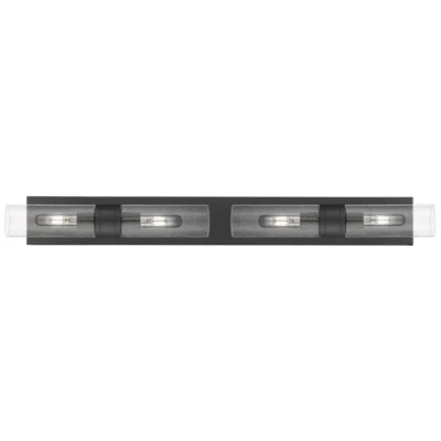 Innovations Lighting Ballston Boreas 4 Light 39" Bath Vanity Matte Black Seedy Shade