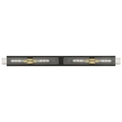 Innovations Lighting Ballston Boreas 4 Light 51" Bath Vanity Black   Brass Striped Clear Shade