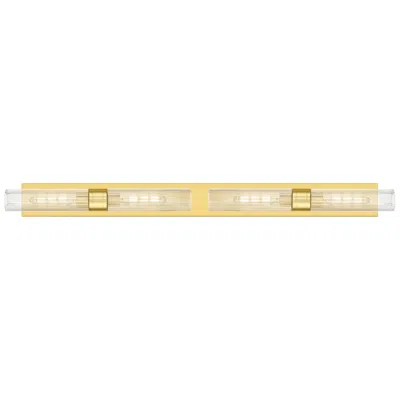 Innovations Lighting Ballston Boreas 4 Light 51" Bath Vanity Satin Gold Striped Clear Shade