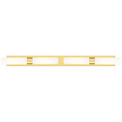 Innovations Lighting Ballston Boreas 4 Light 51" Bath Vanity Satin Gold Striped White Shade