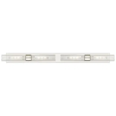 Innovations Lighting Ballston Boreas 4 Light 51" Bath Vanity Satin Nickel Striped Clear Shade