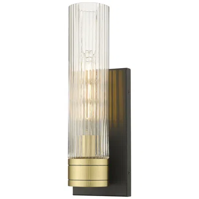 Innovations Lighting Ballston Boreas 5" Sconce Black Brass W/ 11"h Striped Clear Shade