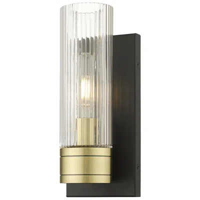 Innovations Lighting Ballston Boreas 5" Sconce Black Brass W/ 8"h Striped Clear Shade