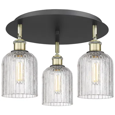 Innovations Lighting Ballston Bridal Veil 16.75"w 3-light Black Brass Flush Mount W/ Clear