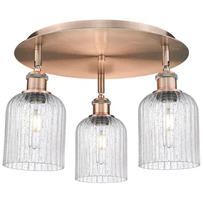 Innovations Lighting Ballston Bridal Veil 17" 3 Light Flush Mount Antique Copper Seedy Shade